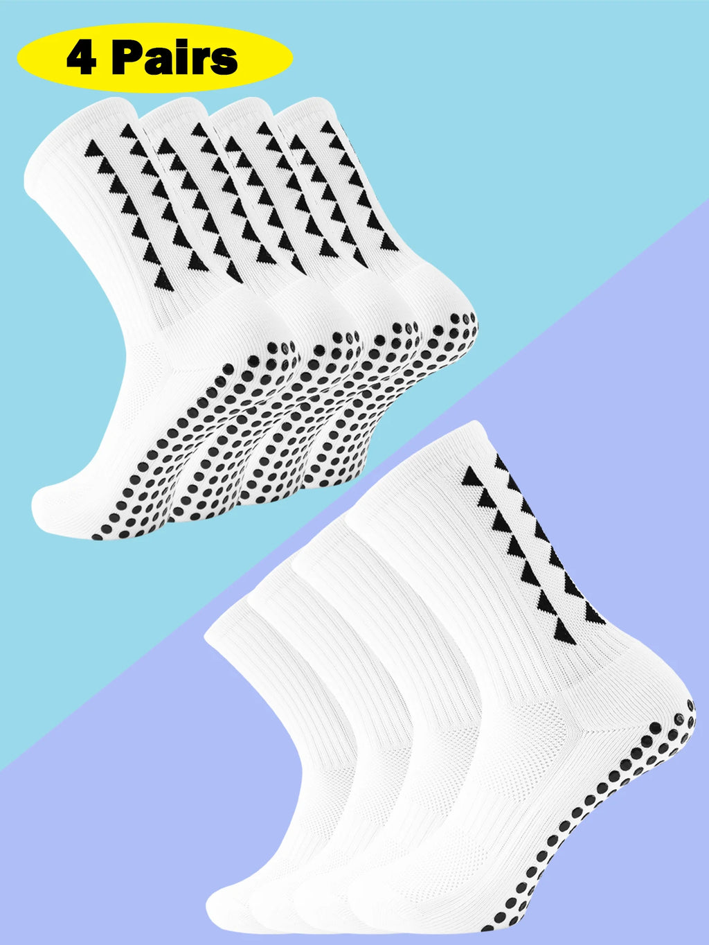 4 Pairs Men'S Grip Soccer Socks, Non-Slip Athletic Socks for Basketball, Football, Sports