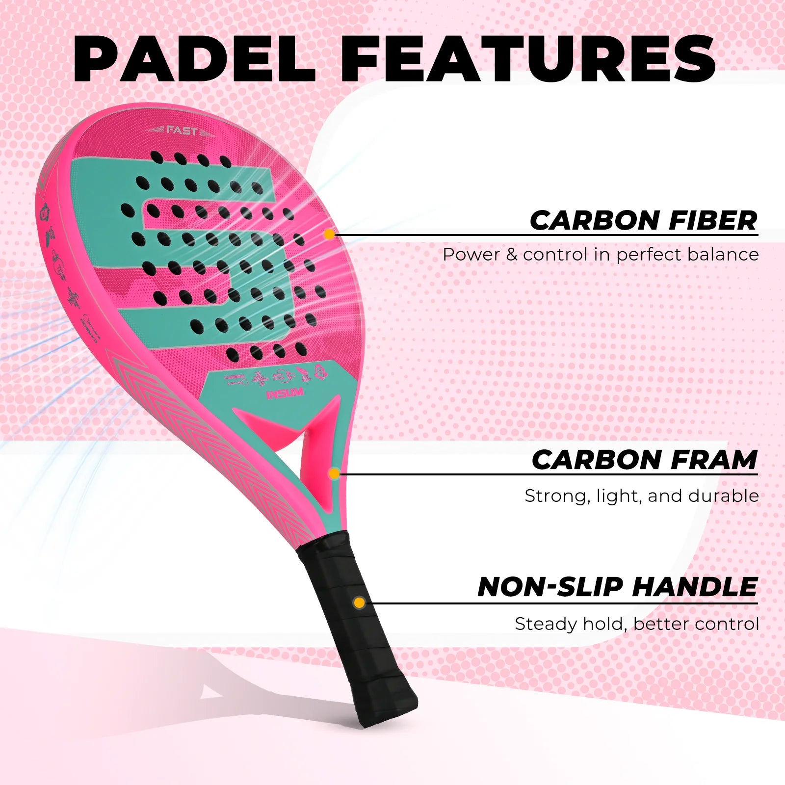 INSUM Velocity padel racket — EVA Memory Flex core detail