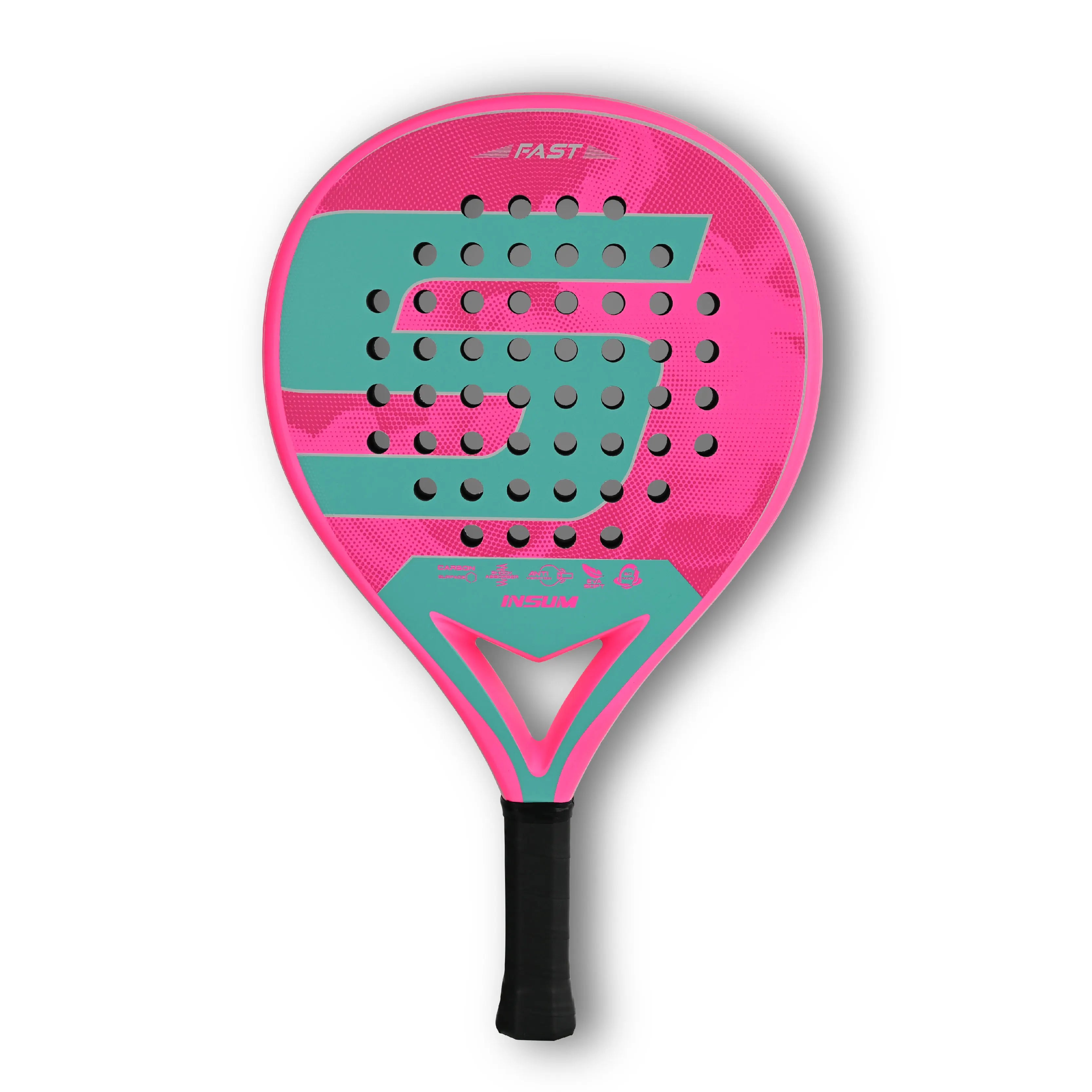 INSUM Velocity padel racket — carbon fibre hitting surface close-up