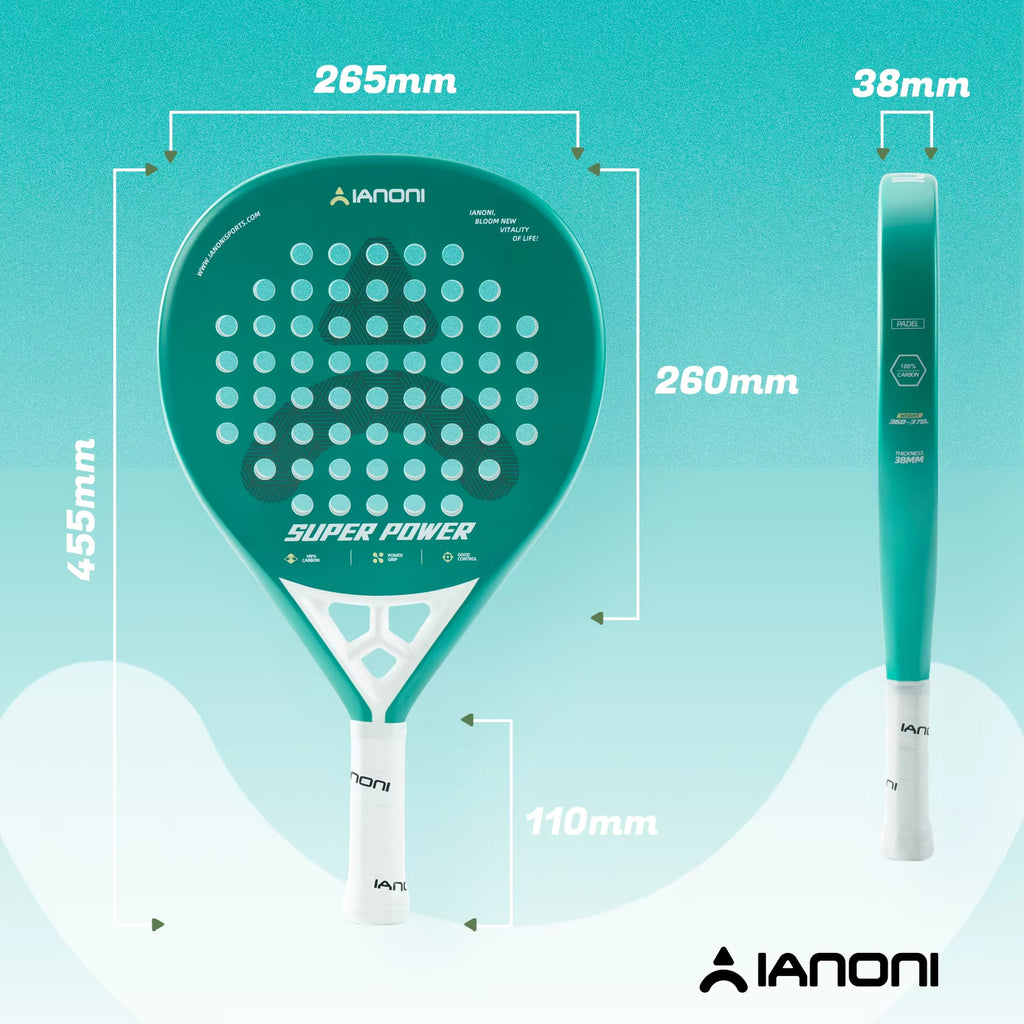 [Pre-Sale] Caston Sports IANONI SUPER POWER Green High Quality Introductory Training Carbon Fiber Padel Racket Paddle Racket