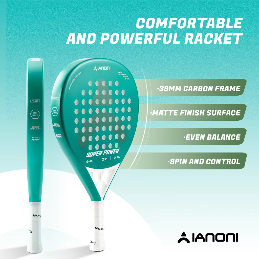 [Pre-Sale] Caston Sports IANONI SUPER POWER Green High Quality Introductory Training Carbon Fiber Padel Racket Paddle Racket