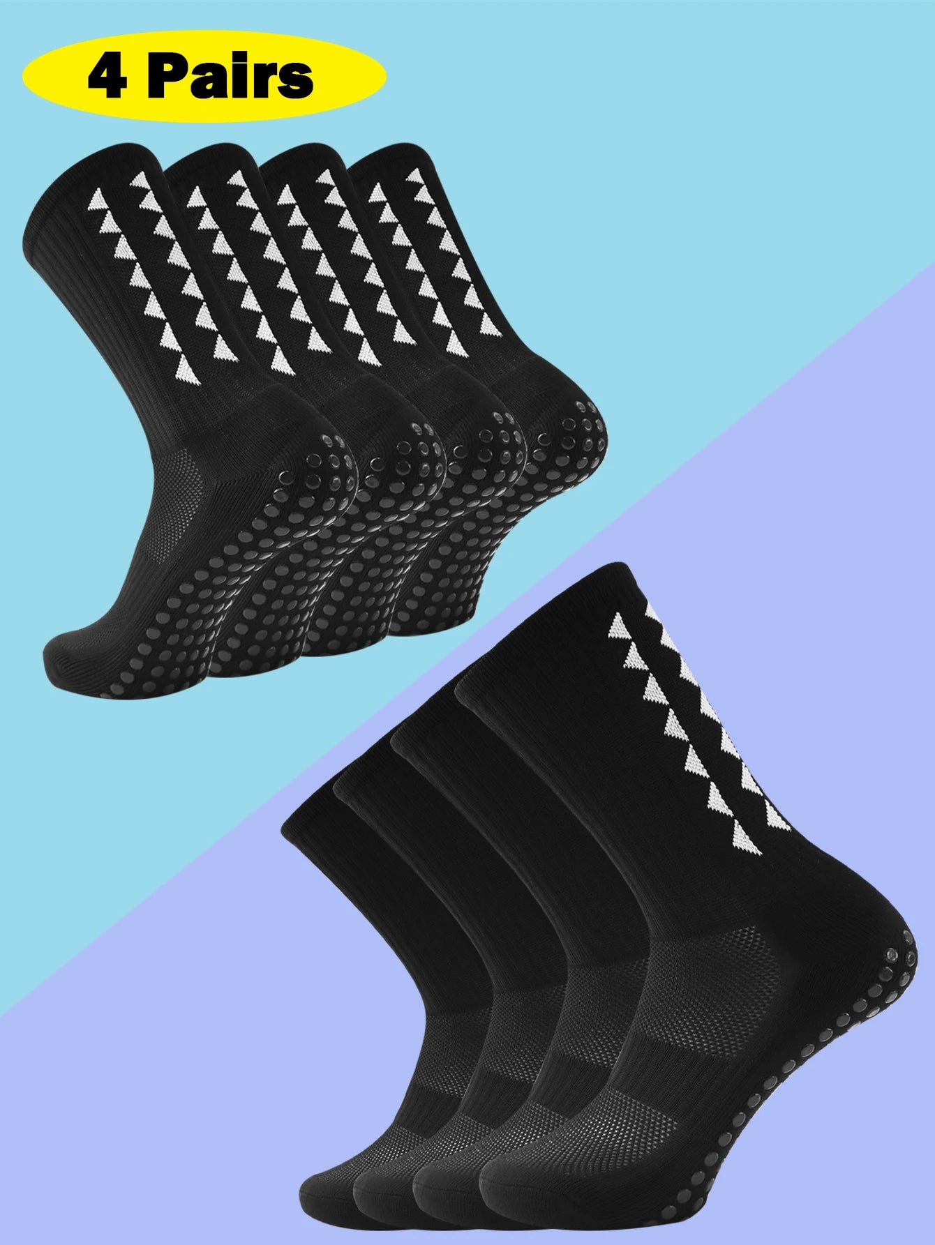 4 Pairs Men'S Grip Soccer Socks, Non-Slip Athletic Socks for Basketball, Football, Sports