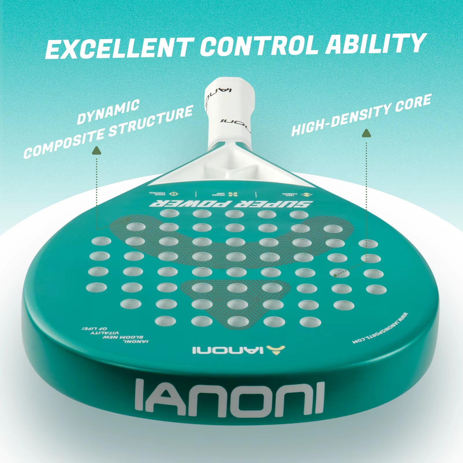 [Pre-Sale] Caston Sports IANONI SUPER POWER Green High Quality Introductory Training Carbon Fiber Padel Racket Paddle Racket